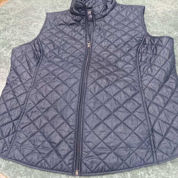 Van Heusen Sleeveless Full Zip Quilted Vest Navy Blue Womens XL Fleece Lined - Picture 1 of 11